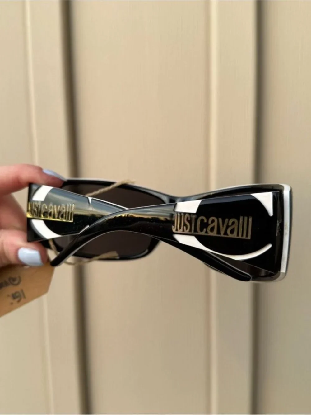 Just Cavalli Y2K Black and White Logo Oversized Sunglasses